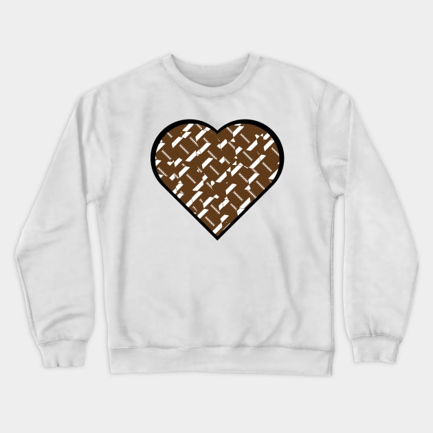 Football Heart Love Design Crewneck Sweatshirt by College Mascot Designs
